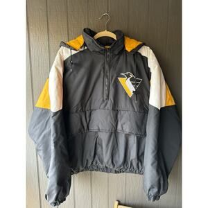 Vintage 90s Pittsburgh Penguins NHL Hockey Locker Line Puffer Jacket Sz XL